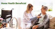 Home Health After Hospital Stays. Picture of an elderly Caucasian female getting a check up from a young Caucasian female nurse or caregiver.